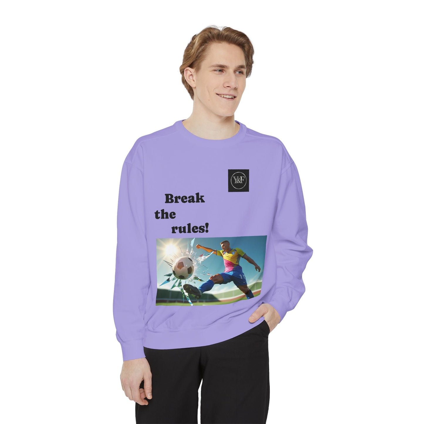 Soccer-Themed Unisex Sweatshirt - Break the Rules, Sportswear, Gift for Athletes, Casual Wear, Football Fan Apparel