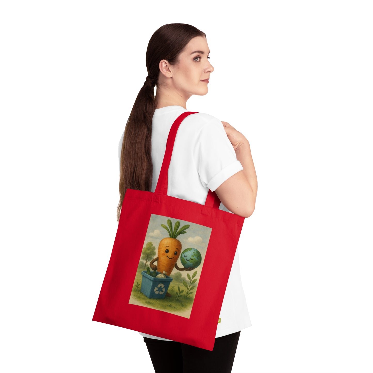 Eco-Friendly Organic Cotton Tote Bag, Reusable Grocery Bag, Eco-Conscious Gift, Sustainable Shopping Tote, Cute Carrot Design