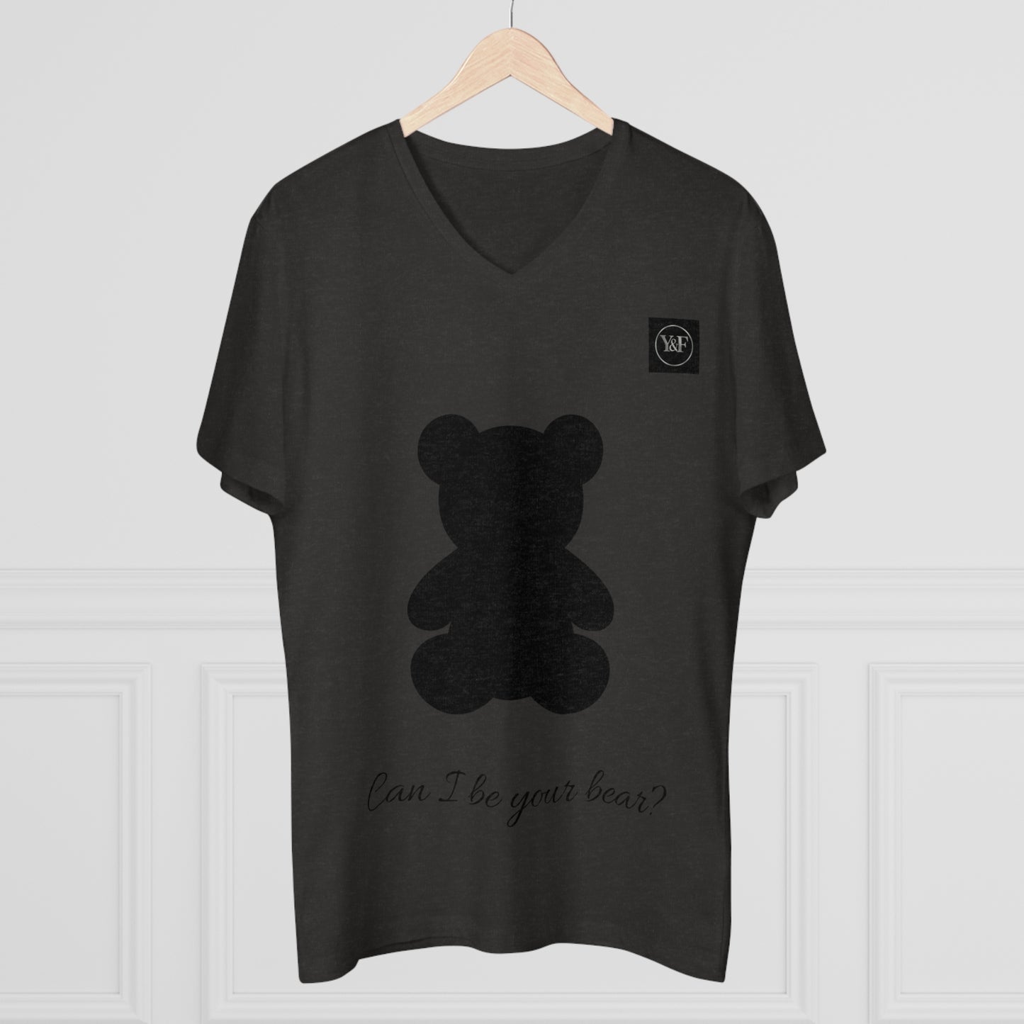 Cute Bear V-neck Tee, Funny Gift for Him, Casual Men's T-Shirt, Cute Graphic Shirt, Bear Lover Merchandise
