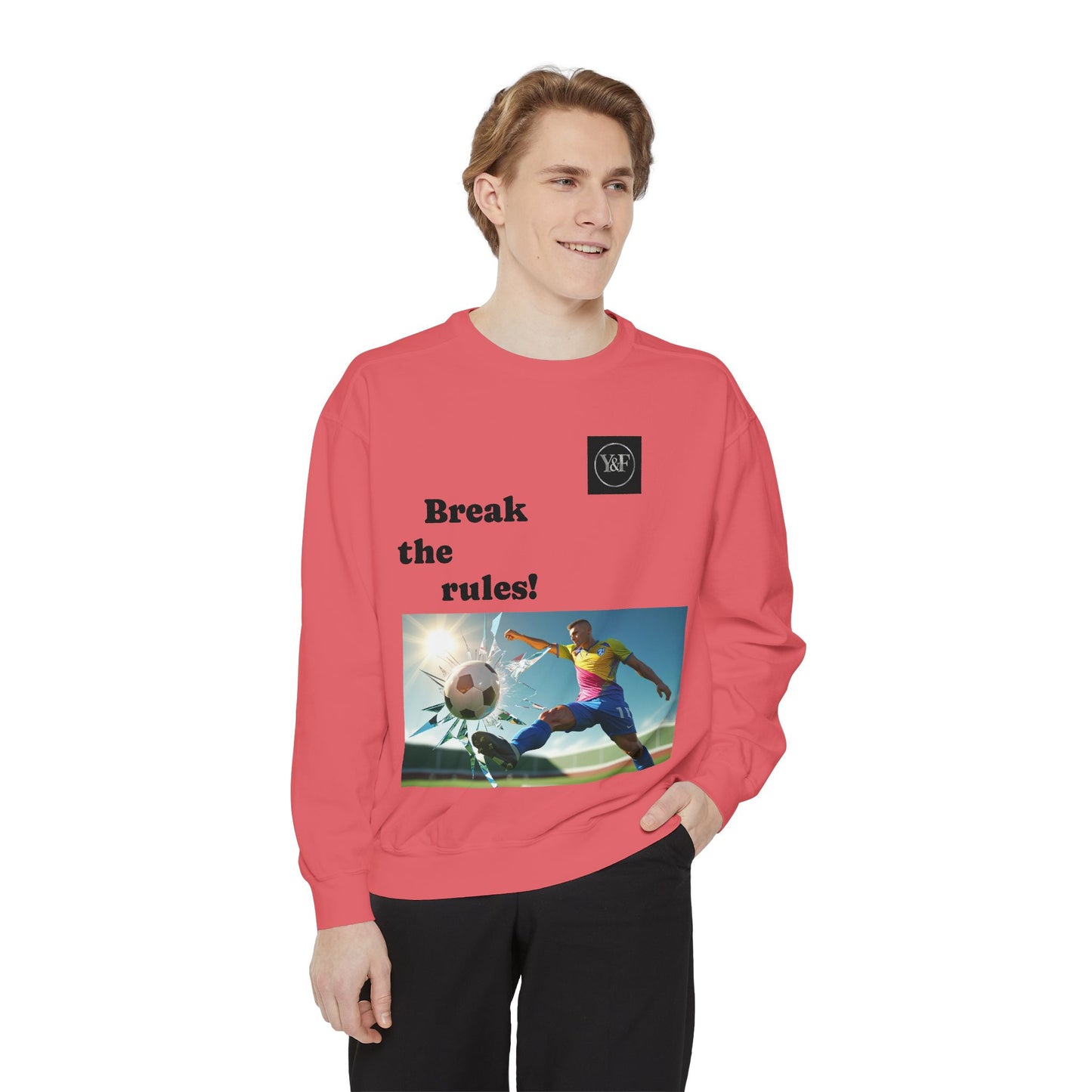 Soccer-Themed Unisex Sweatshirt - Break the Rules, Sportswear, Gift for Athletes, Casual Wear, Football Fan Apparel