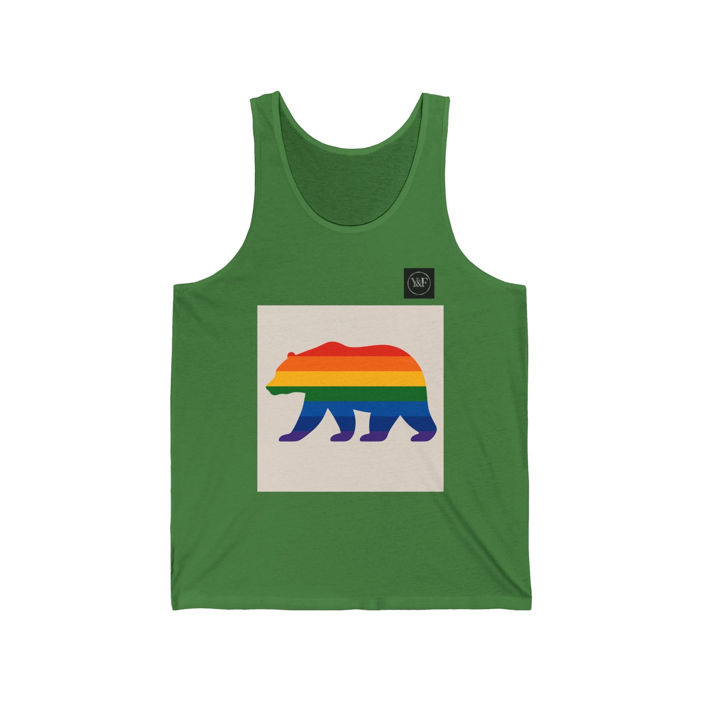 Pride Bear Tank Top, Unisex LGBTQ Jersey Tank, Rainbow Bear Shirt, Summer Pride Apparel, Festival Outfit