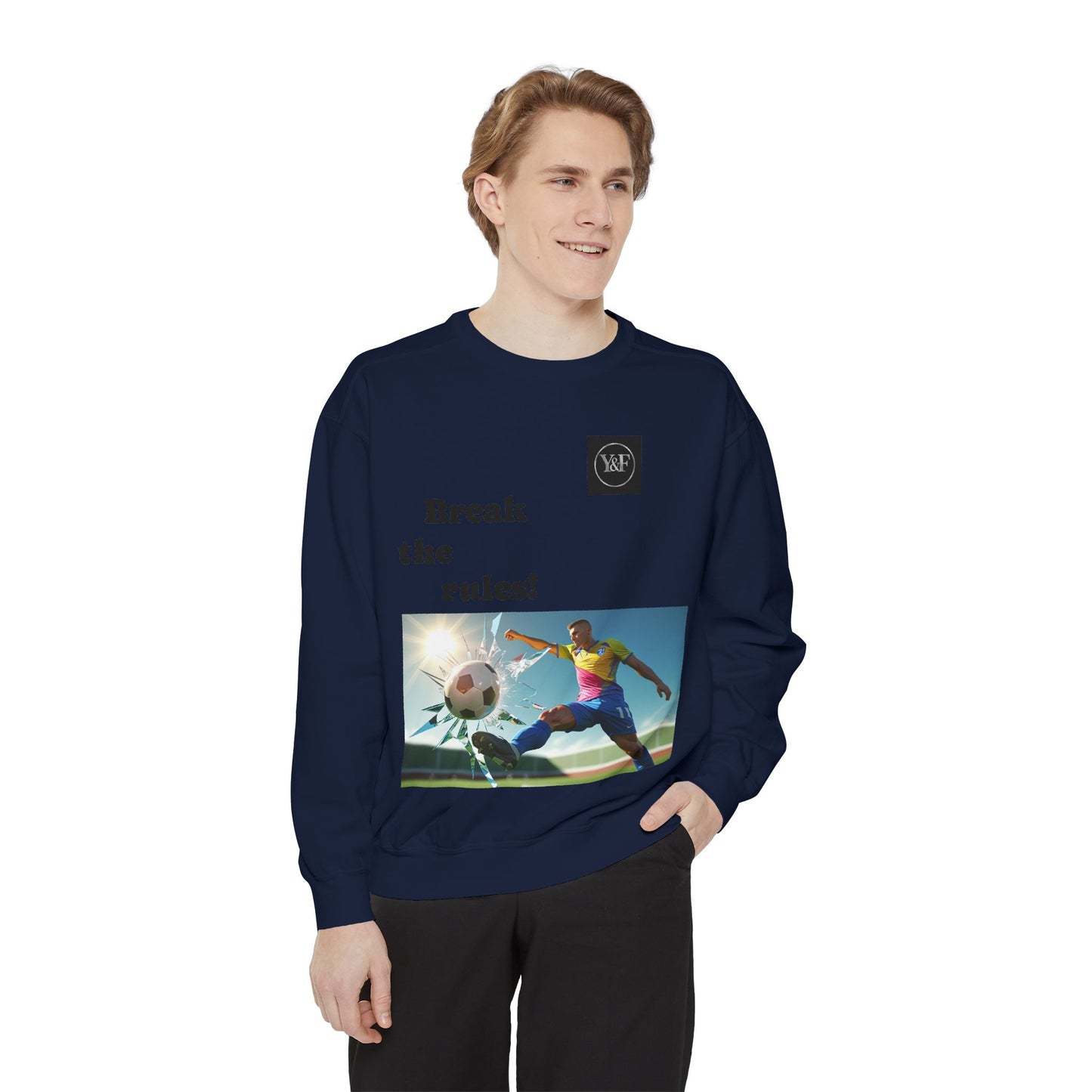 Soccer-Themed Unisex Sweatshirt - Break the Rules, Sportswear, Gift for Athletes, Casual Wear, Football Fan Apparel