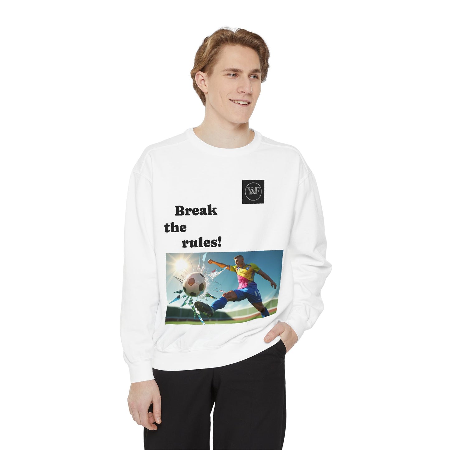 Soccer-Themed Unisex Sweatshirt - Break the Rules, Sportswear, Gift for Athletes, Casual Wear, Football Fan Apparel