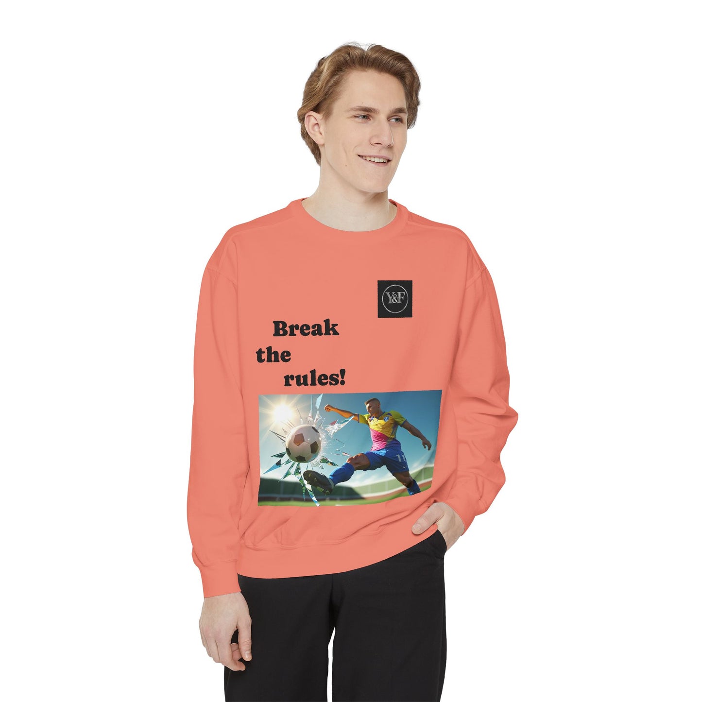 Soccer-Themed Unisex Sweatshirt - Break the Rules, Sportswear, Gift for Athletes, Casual Wear, Football Fan Apparel