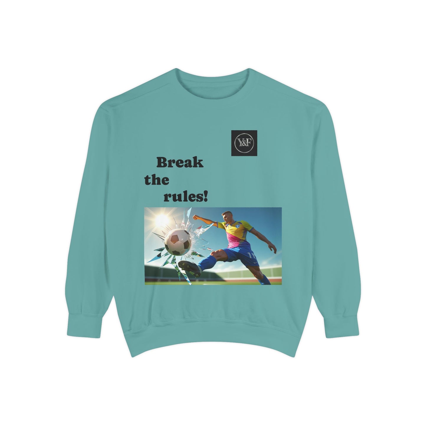 Soccer-Themed Unisex Sweatshirt - Break the Rules, Sportswear, Gift for Athletes, Casual Wear, Football Fan Apparel
