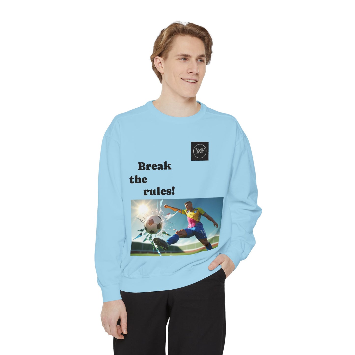 Soccer-Themed Unisex Sweatshirt - Break the Rules, Sportswear, Gift for Athletes, Casual Wear, Football Fan Apparel