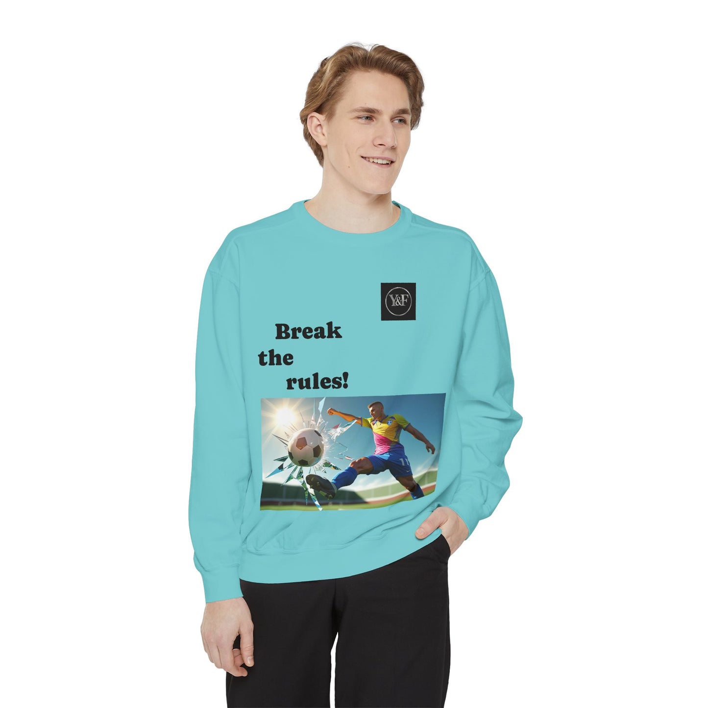 Soccer-Themed Unisex Sweatshirt - Break the Rules, Sportswear, Gift for Athletes, Casual Wear, Football Fan Apparel