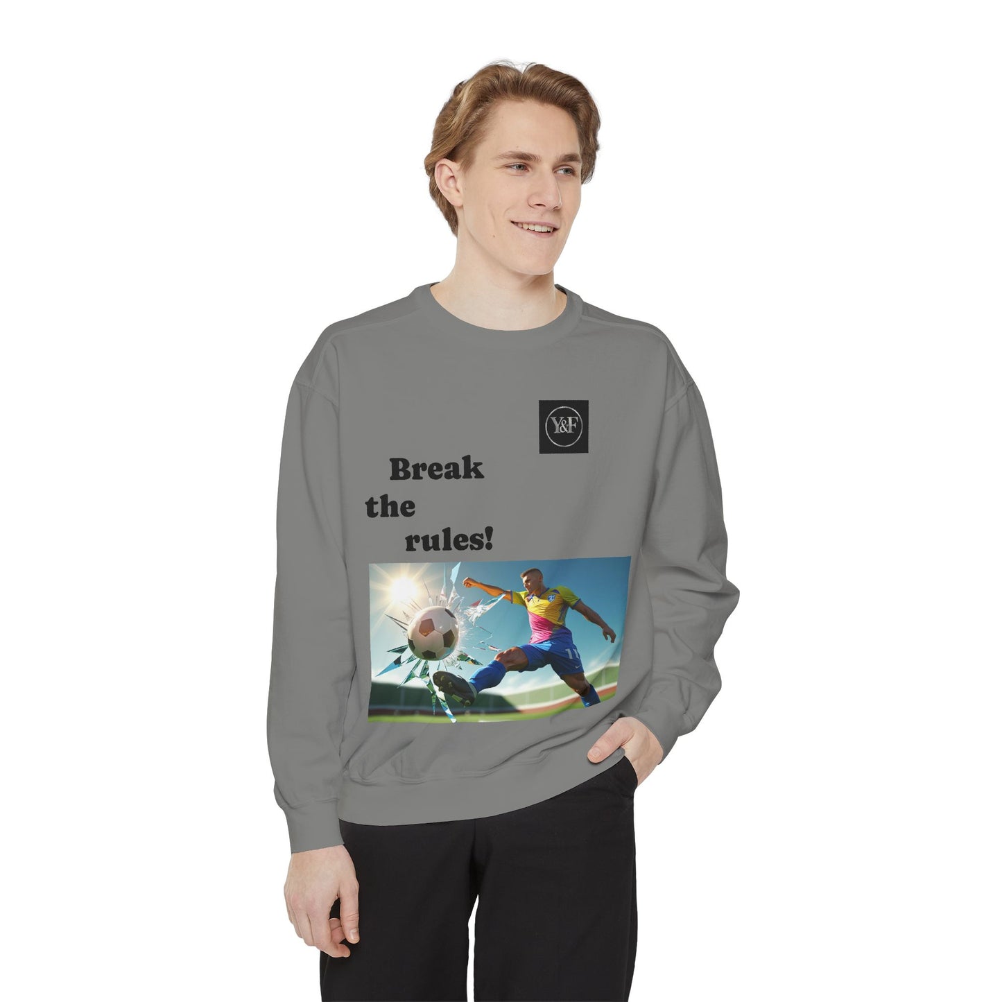 Soccer-Themed Unisex Sweatshirt - Break the Rules, Sportswear, Gift for Athletes, Casual Wear, Football Fan Apparel