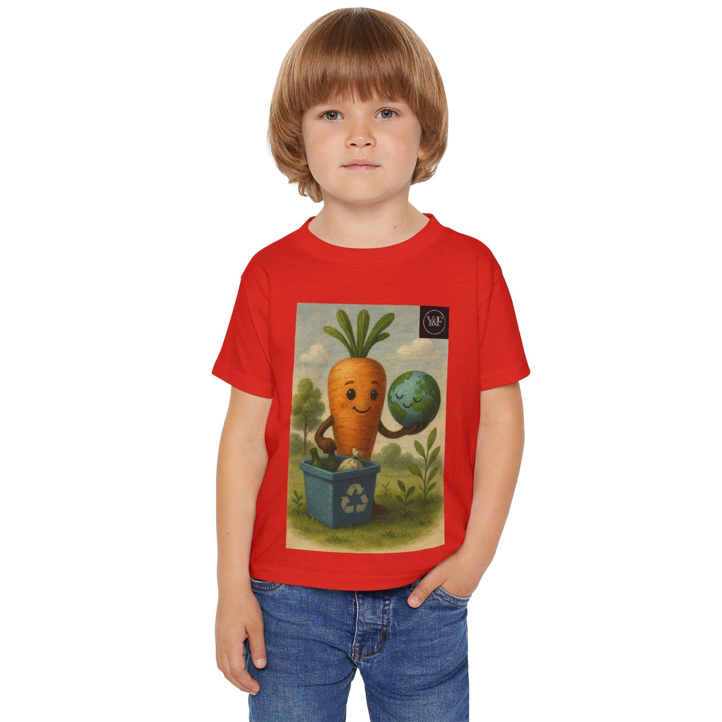 Cute Toddler T-Shirt with Eco-Friendly Carrot Design, Kids Gift, Children's Birthday, Earth Day, Organic Cotton Tee