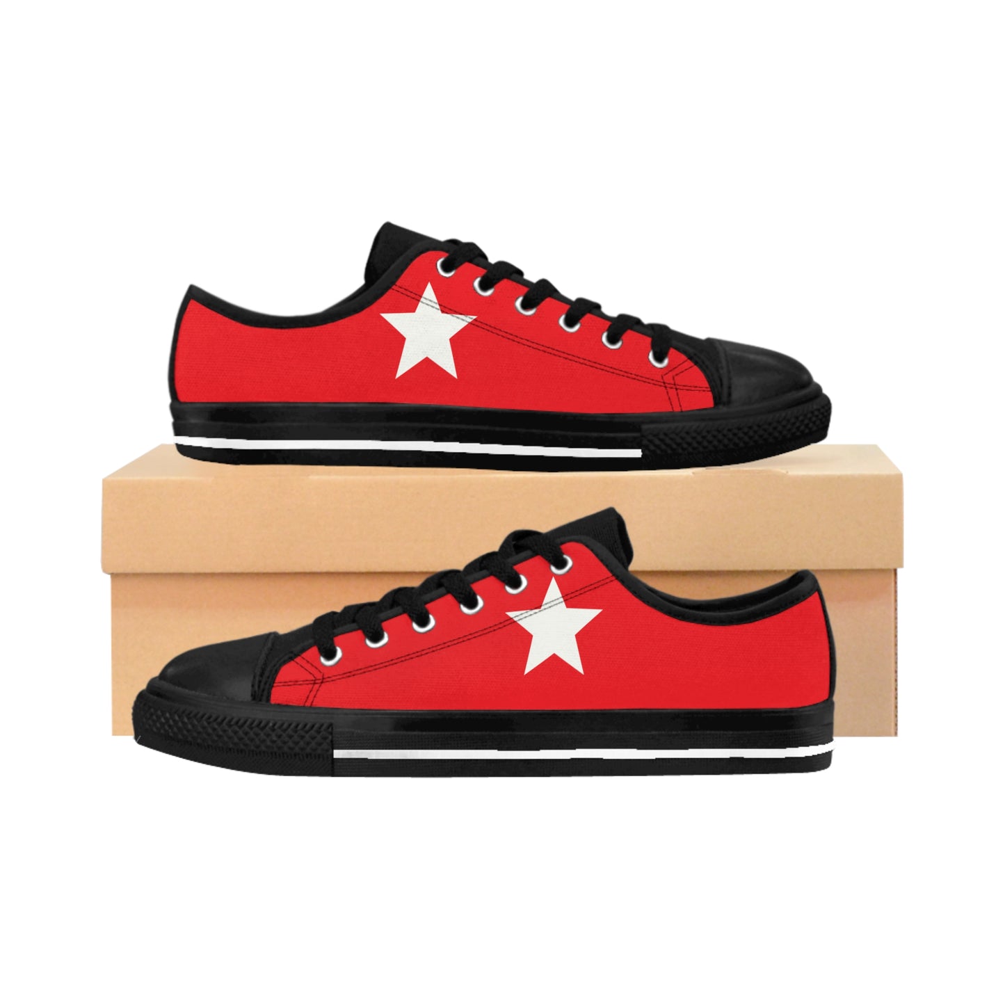 Stylish Red Star Sneakers for Men, Casual Footwear, Trendy Sneakers, Everyday Style, Gift for Him, Athletic Shoes