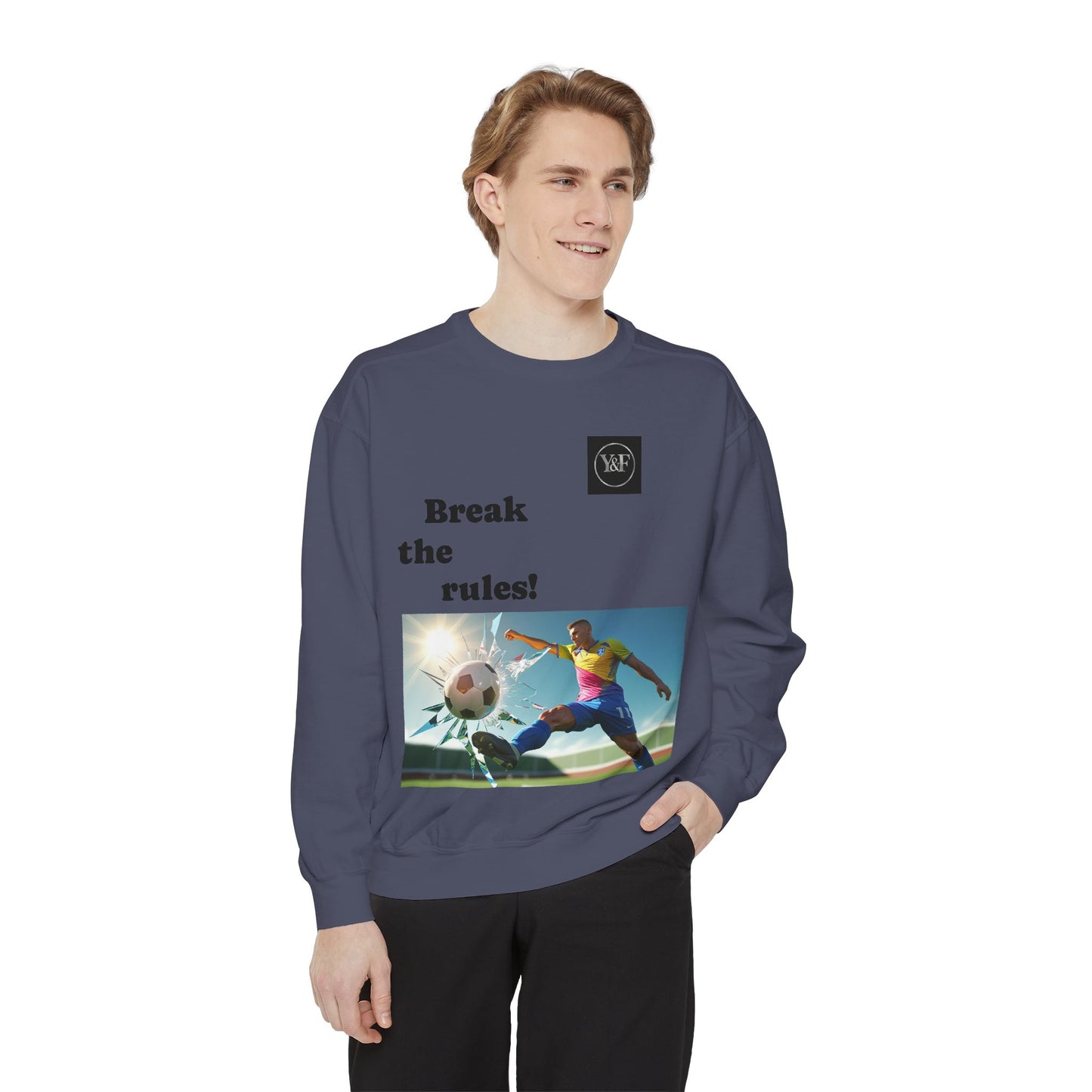 Soccer-Themed Unisex Sweatshirt - Break the Rules, Sportswear, Gift for Athletes, Casual Wear, Football Fan Apparel