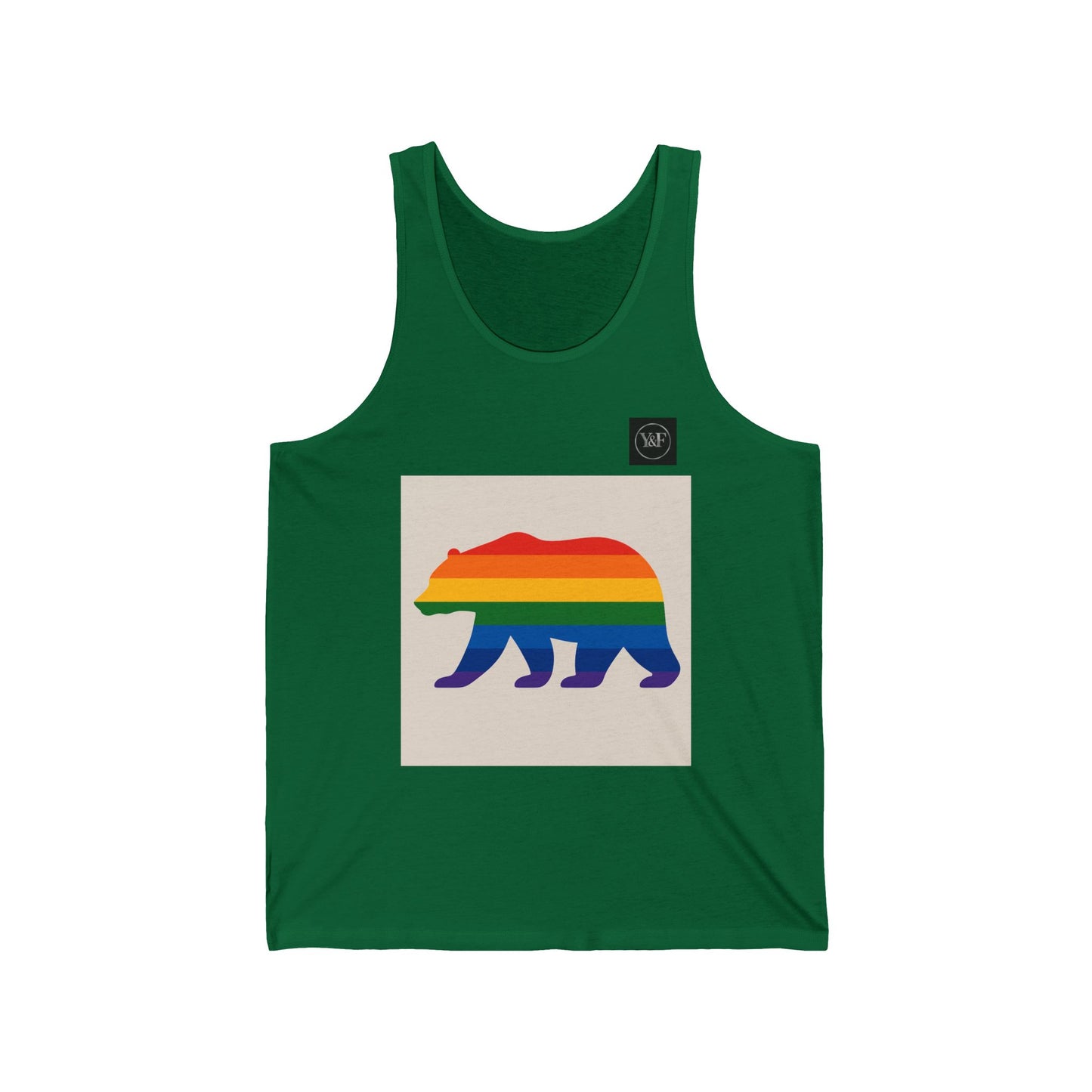 Pride Bear Tank Top, Unisex LGBTQ Jersey Tank, Rainbow Bear Shirt, Summer Pride Apparel, Festival Outfit