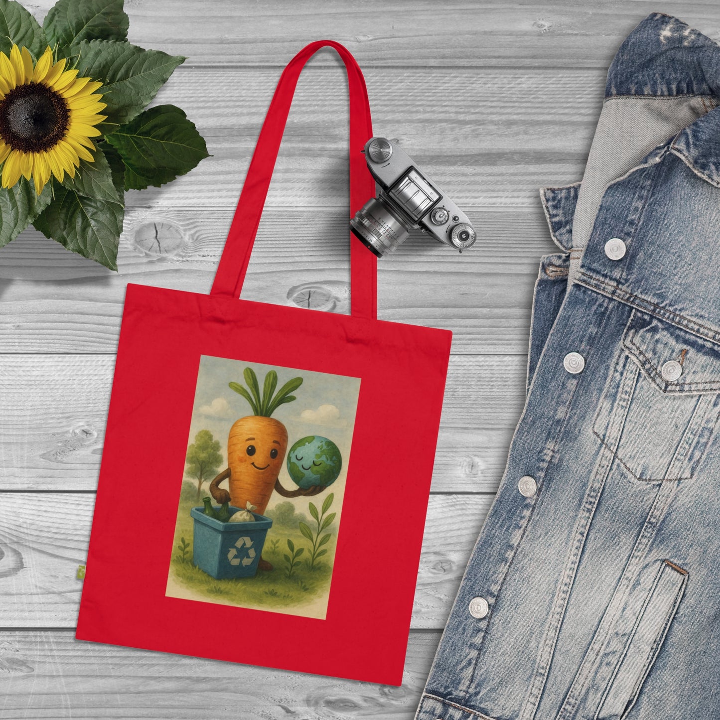 Eco-Friendly Organic Cotton Tote Bag, Reusable Grocery Bag, Eco-Conscious Gift, Sustainable Shopping Tote, Cute Carrot Design