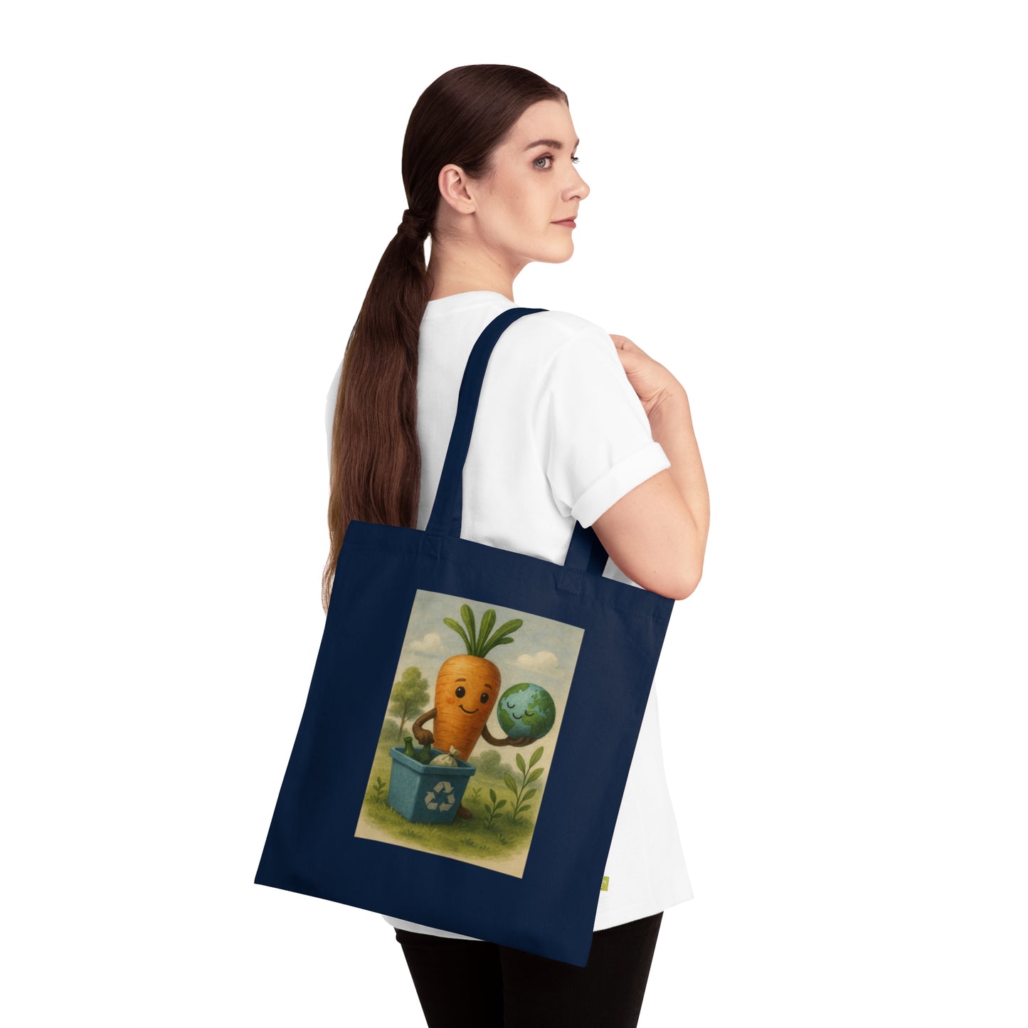 Eco-Friendly Organic Cotton Tote Bag, Reusable Grocery Bag, Eco-Conscious Gift, Sustainable Shopping Tote, Cute Carrot Design