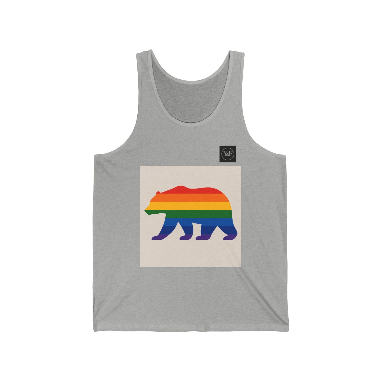 Pride Bear Tank Top, Unisex LGBTQ Jersey Tank, Rainbow Bear Shirt, Summer Pride Apparel, Festival Outfit
