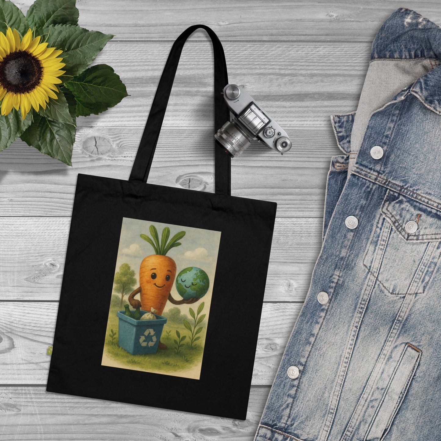 Eco-Friendly Organic Cotton Tote Bag, Reusable Grocery Bag, Eco-Conscious Gift, Sustainable Shopping Tote, Cute Carrot Design
