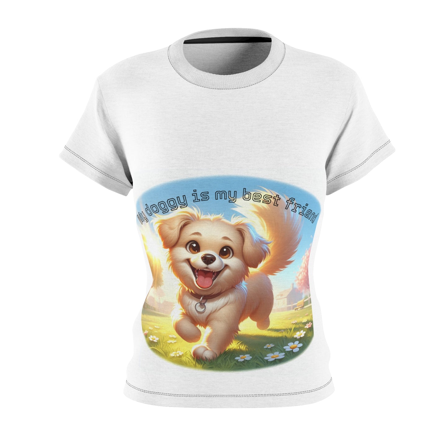 Women's Dog Lover Tee, Cute Pet Shirt, Gift for Dog Moms, Animal Lover Apparel, Best Friend T-Shirt, AOP Cute Design