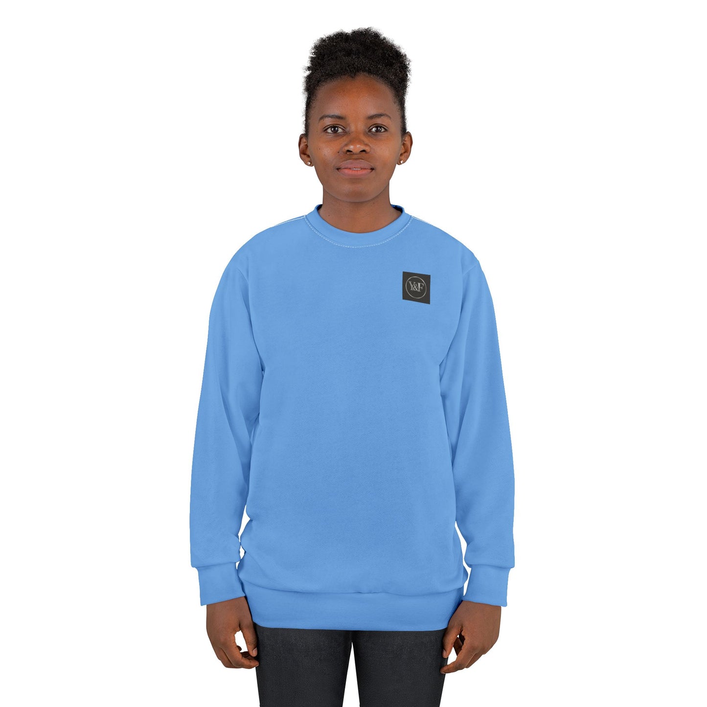 Chic Unisex Blue Sweatshirt - Cozy AOP Apparel, Perfect Gift for Holidays & Casual Style, Trendy Streetwear, Relaxed Fit Jumper