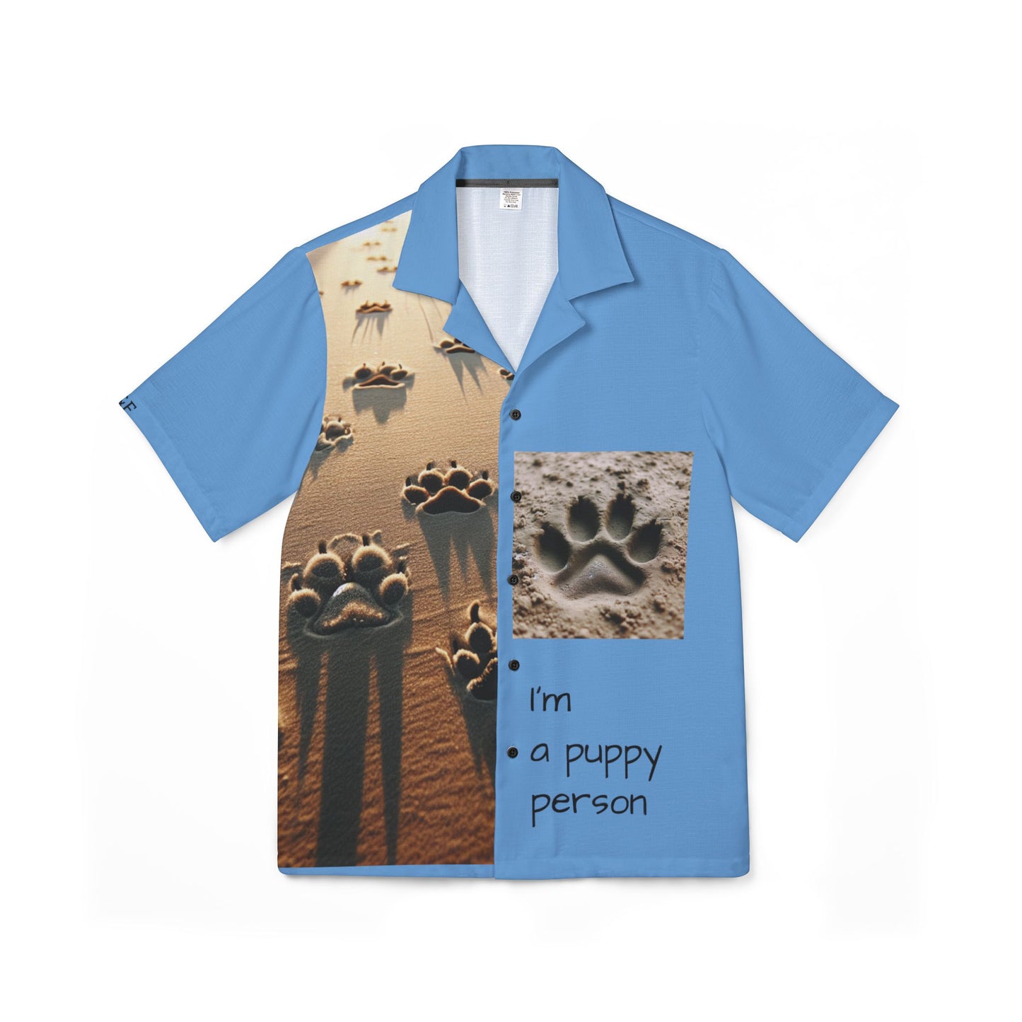 Puppy Themed Hawaiian Camp Shirt, Fun Summer Shirt, Gift for Dog Lovers, Vacation Outfit, Beachwear, Unique Camping Apparel