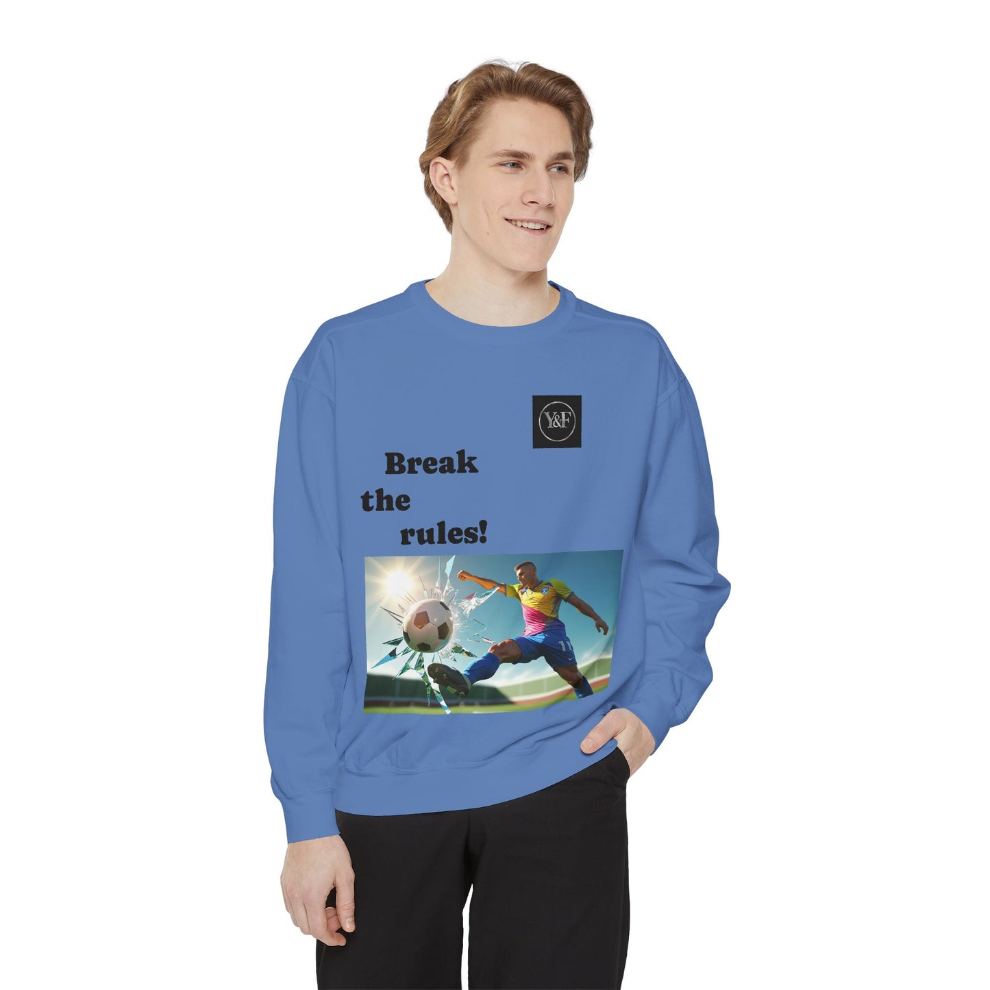 Soccer-Themed Unisex Sweatshirt - Break the Rules, Sportswear, Gift for Athletes, Casual Wear, Football Fan Apparel