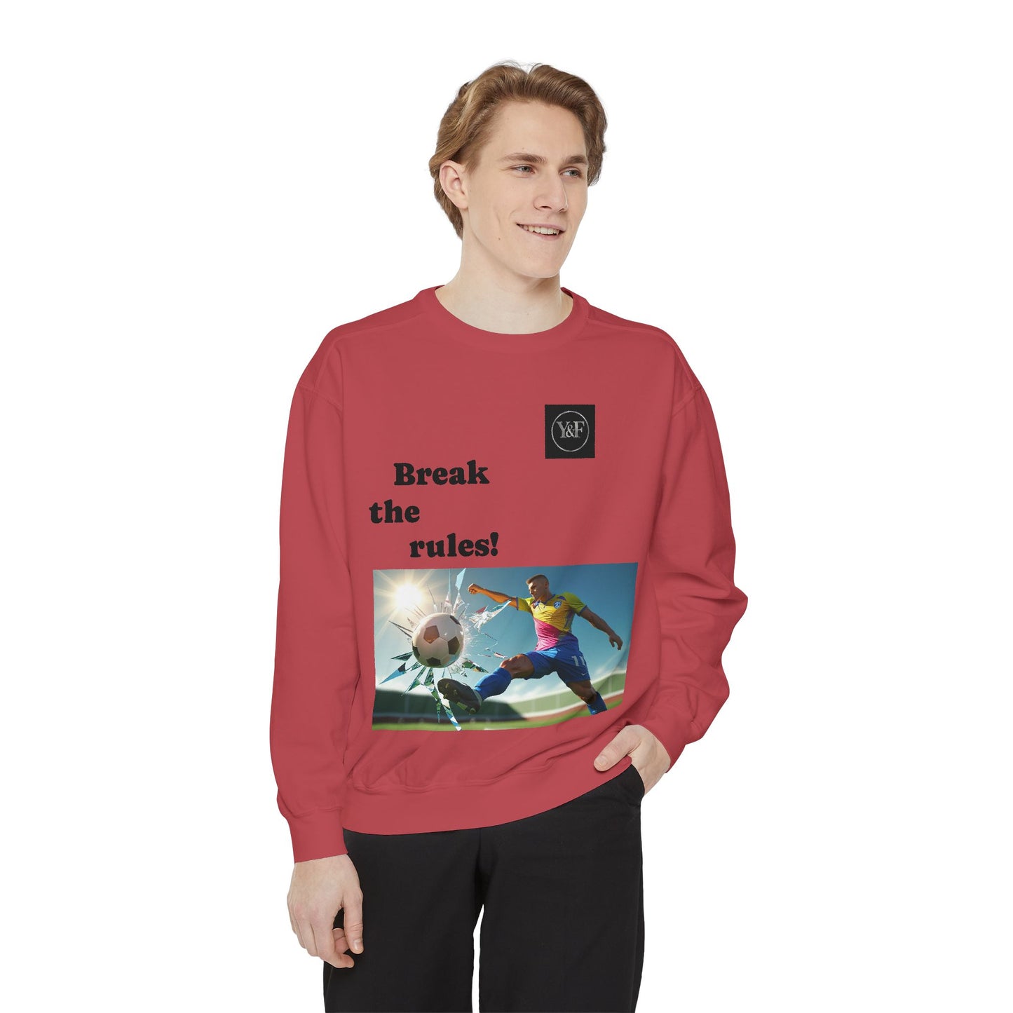 Soccer-Themed Unisex Sweatshirt - Break the Rules, Sportswear, Gift for Athletes, Casual Wear, Football Fan Apparel