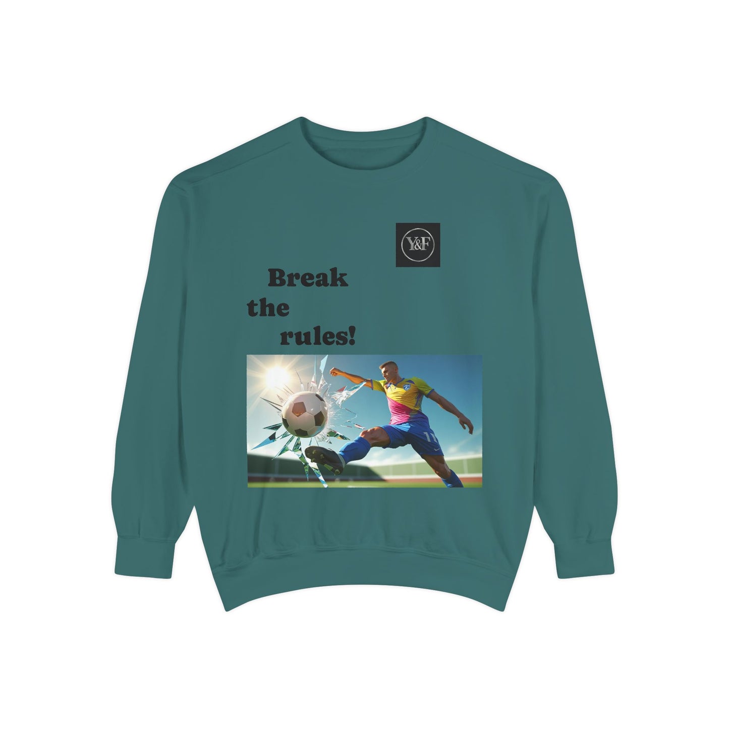 Soccer-Themed Unisex Sweatshirt - Break the Rules, Sportswear, Gift for Athletes, Casual Wear, Football Fan Apparel