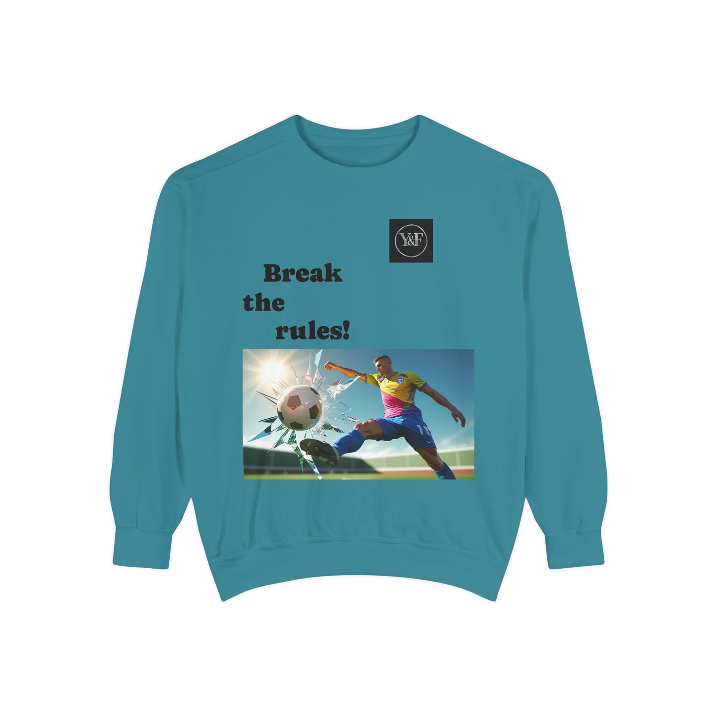 Soccer-Themed Unisex Sweatshirt - Break the Rules, Sportswear, Gift for Athletes, Casual Wear, Football Fan Apparel
