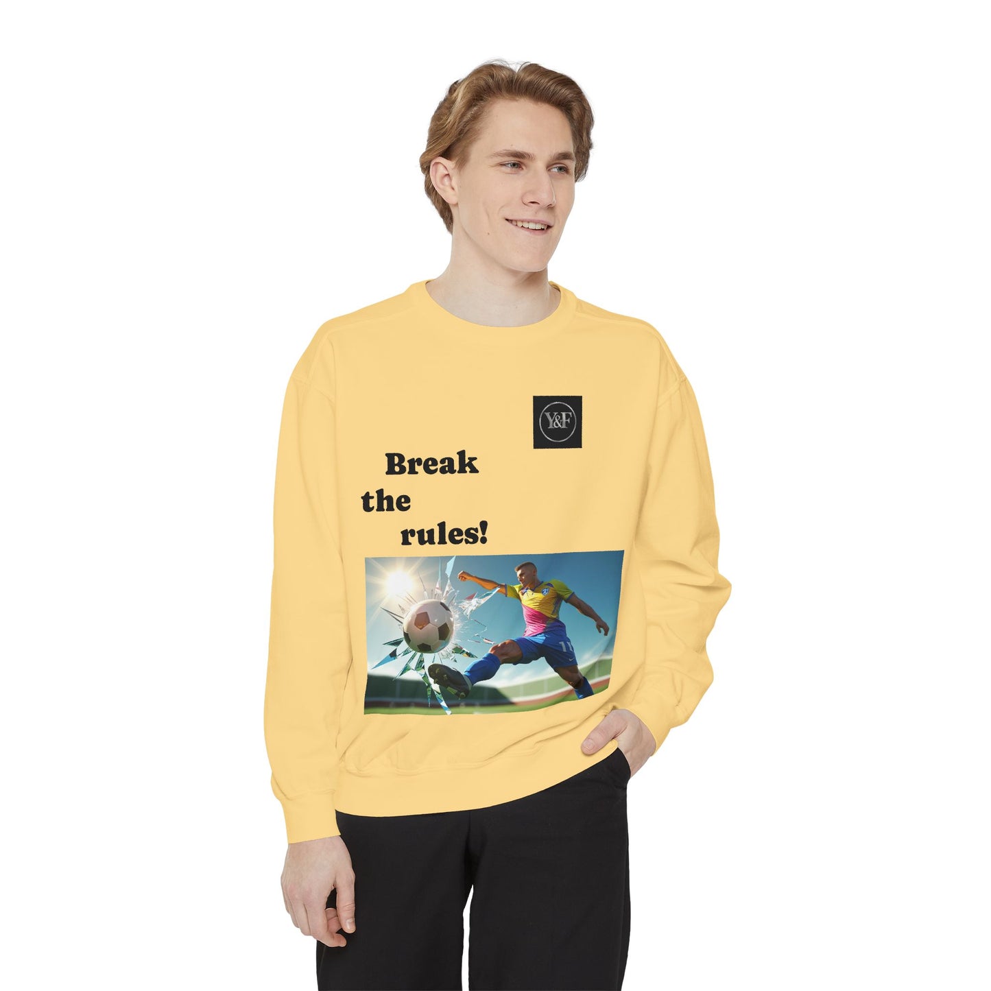 Soccer-Themed Unisex Sweatshirt - Break the Rules, Sportswear, Gift for Athletes, Casual Wear, Football Fan Apparel