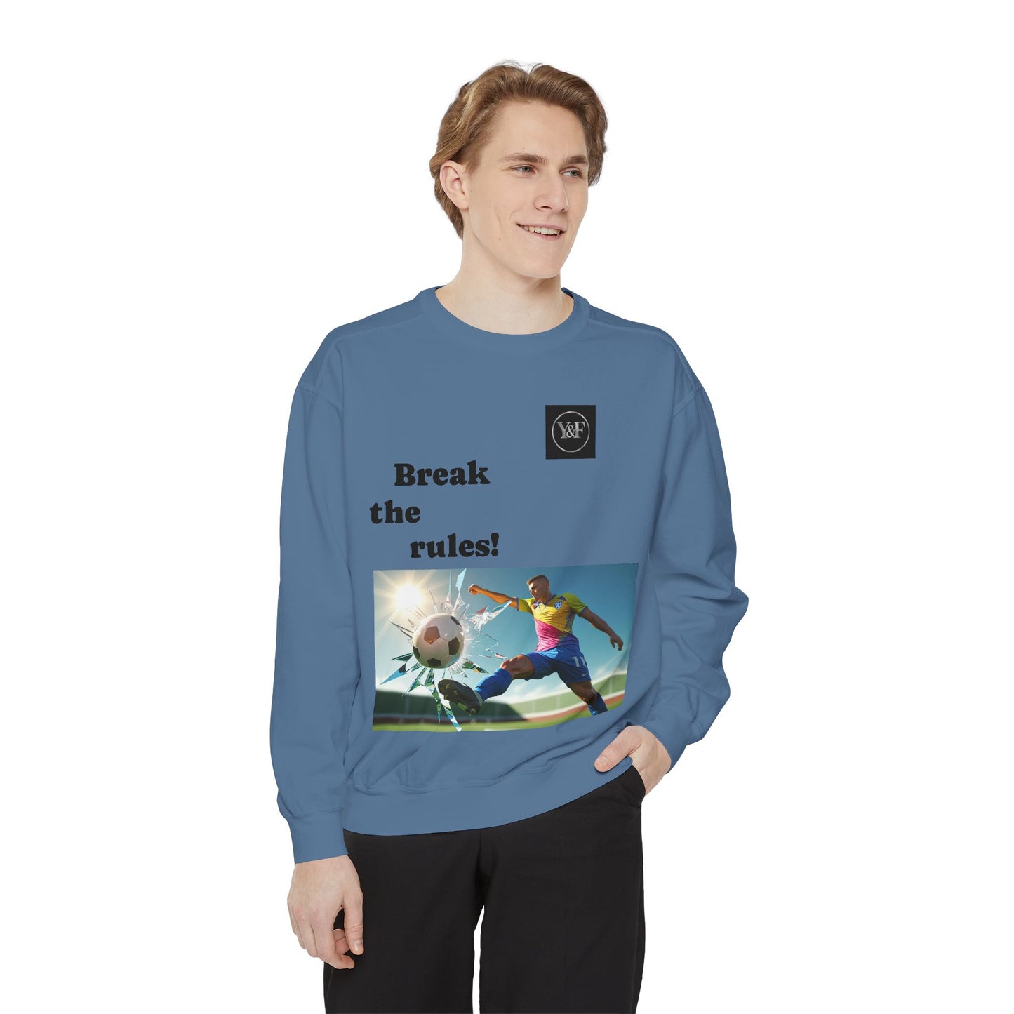 Soccer-Themed Unisex Sweatshirt - Break the Rules, Sportswear, Gift for Athletes, Casual Wear, Football Fan Apparel