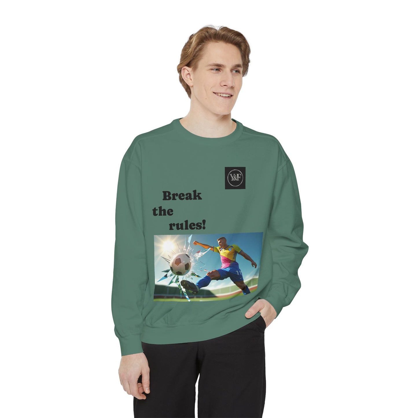Soccer-Themed Unisex Sweatshirt - Break the Rules, Sportswear, Gift for Athletes, Casual Wear, Football Fan Apparel