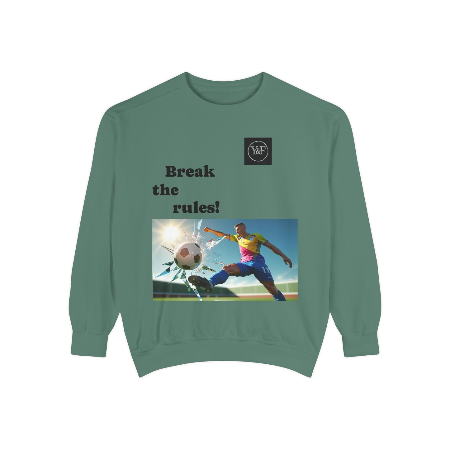 Soccer-Themed Unisex Sweatshirt - Break the Rules, Sportswear, Gift for Athletes, Casual Wear, Football Fan Apparel