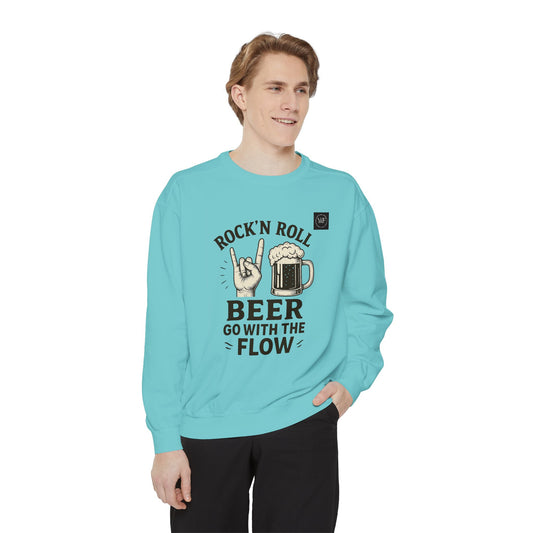 Rock 'n Roll Beer Sweatshirt - Unisex Cozy Apparel, Perfect for Parties or Casual Outings, Gift for Music Lovers and Beer Enthusiasts
