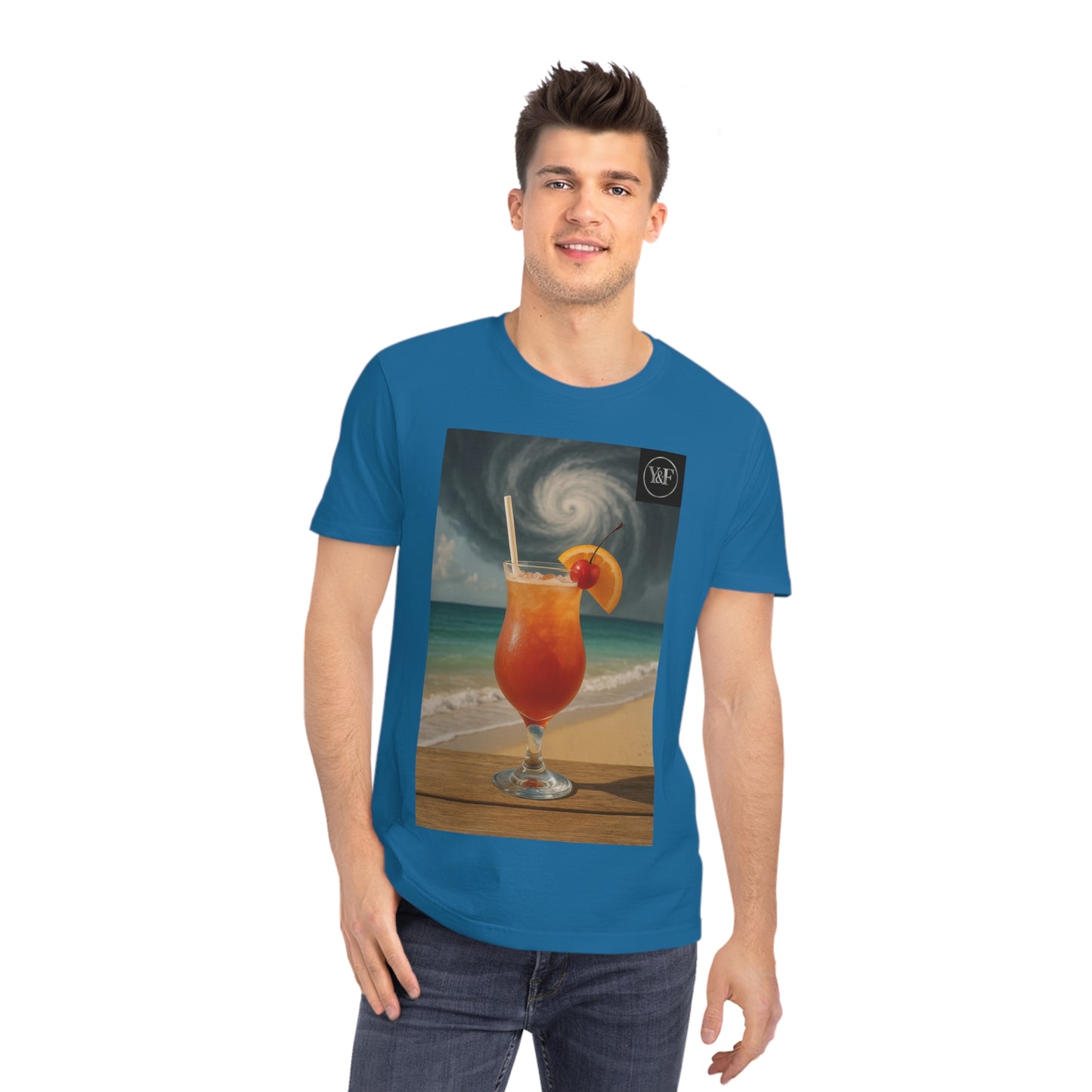 Beach Vibes Unisex Rocker T-Shirt, Summer Outfit, Vacation Apparel, Music Festival Tee, Gift for Beach Lovers, Tropical Drink Shirt