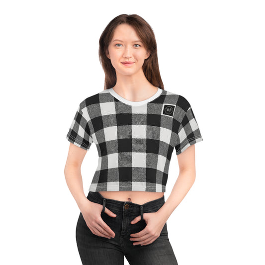 Plaid Crop Tee for Fun Layers, Casual Summer Style, Perfect Gift for Friends, Stylish Summer Outfits, Trendy Wardrobe Essential