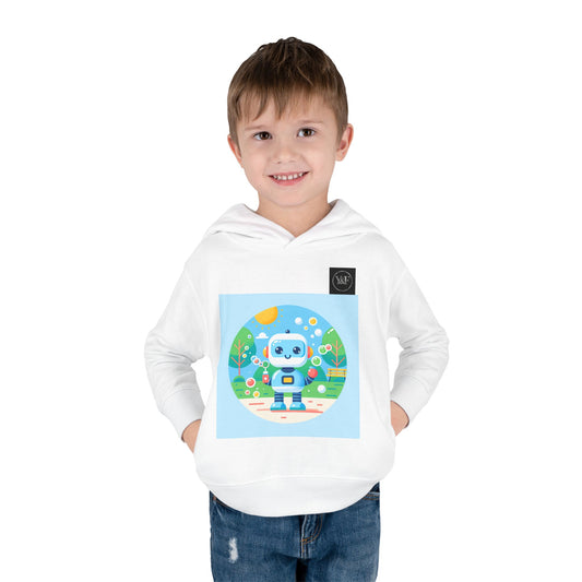 Cute Toddler Robot Hoodie, Fleece Pullover for Kids, Fun Summer Apparel, Ideal Birthday Gift, Kids' Playtime Hoodie