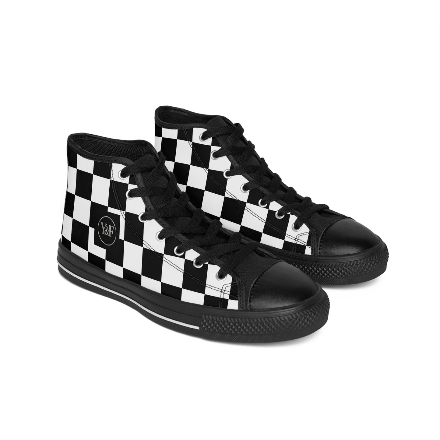Classic Checkerboard High-Top Sneakers | Street Style Footwear, Trendy Athletic Shoes, Casual Sneakers, Unique Gift Idea