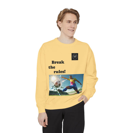 Soccer-Themed Unisex Sweatshirt - Break the Rules, Sportswear, Gift for Athletes, Casual Wear, Football Fan Apparel
